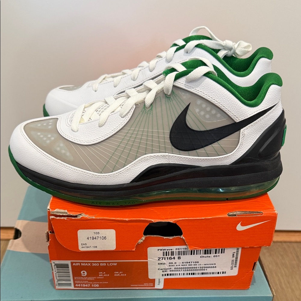 Nike Air Max 360 BB Low White and Green Sneakers